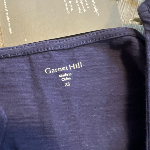 Garnet Hill Embroidered Organic Cotton 3/4 Sleeve Knit Dress Blue pocket Sz. XS - Picture 4 of 6